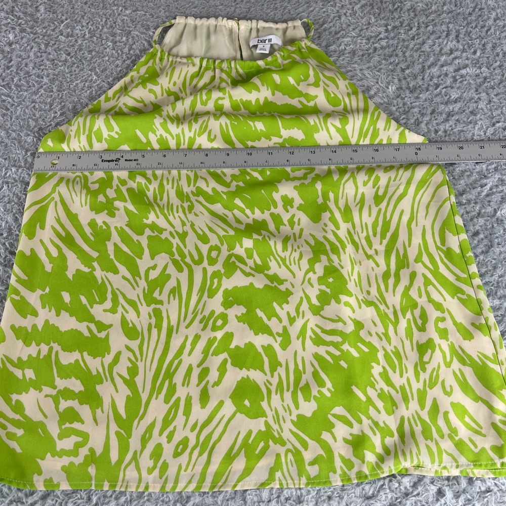 Bar III Lime Green Cream Animal Print Halter Neck Sleeveless Blouse Small - Picture 3 of 8